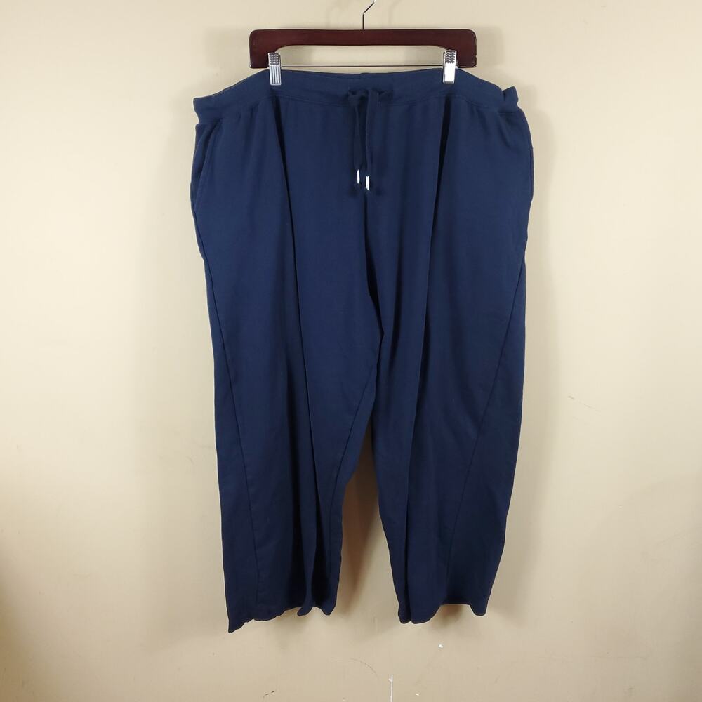 Woman Within Sport Knit Straight Leg Sweatpants in Blue Size 34/36